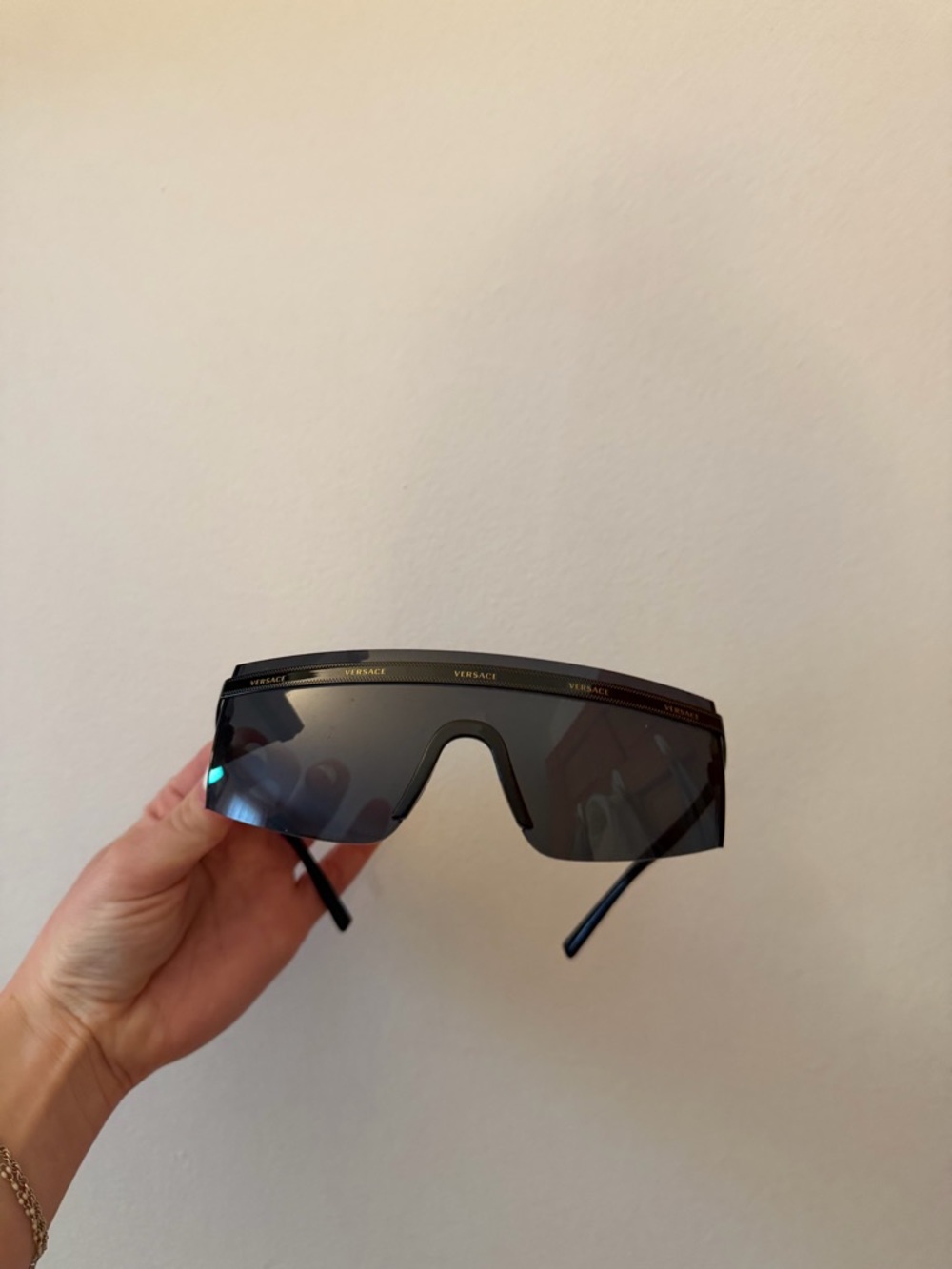Versace Oversized Shield Sunglasses in Black